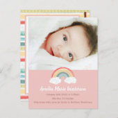 Carte Postale Boho Rainbow Baby shower rose (Devant / Derrière)