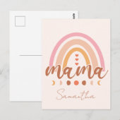 Carte Postale Boho Rainbow Mama avec phases de lune (Devant / Derrière)