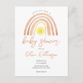 Carte postale Boho Rainbow Sun Baby shower Invitat (Devant)