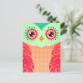 Carte Postale Boho Red & Green Owl (Debout devant)