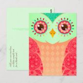 Carte Postale Boho Red & Green Owl (Devant / Derrière)