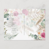 Carte Postale BOHO Réponse Fleurie Rose Herbe de Pampas Mariage (Dos)