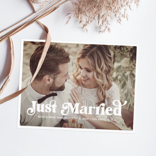 Carte postale Boho Retro Just Maried Photo