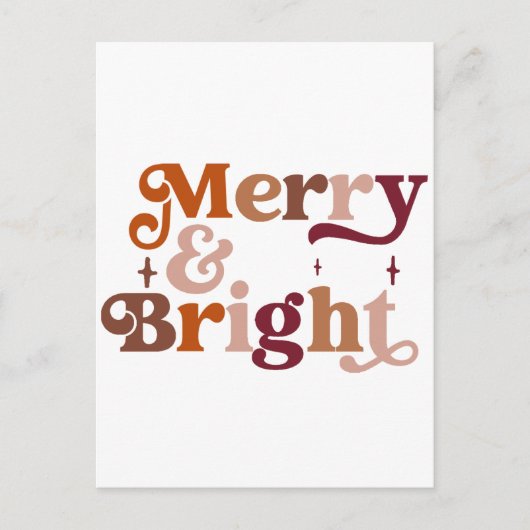Carte Postale Boho Retro Merry et Bright (Devant)