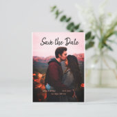 Carte Postale boho rose enregistrer la date QR ajouter le nom du (Debout devant)