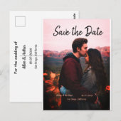Carte Postale boho rose enregistrer la date QR ajouter le nom du (Devant / Derrière)