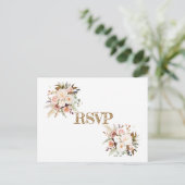 Carte Postale Boho Roses de couleur douce / Fleurs blanches RSVP (Debout devant)