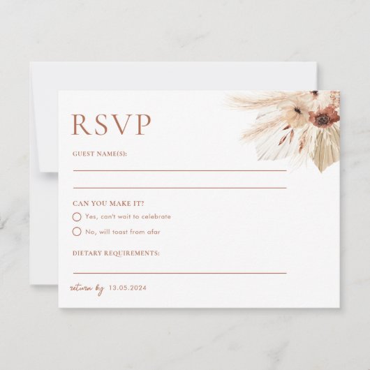 Carte postale Boho Rust Terracotta Wedding RSVP (Devant)