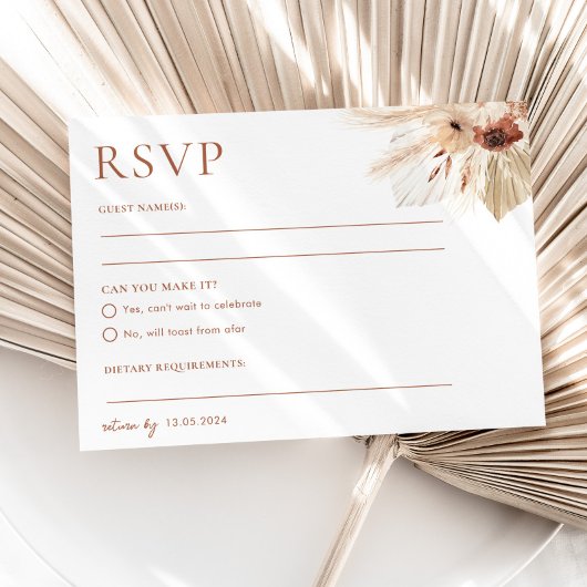 Carte postale Boho Rust Terracotta Wedding RSVP