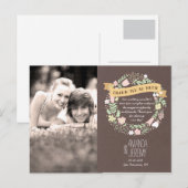 Carte Postale Boho Rustique Pastel Fleur Merci Wreath (Devant / Derrière)