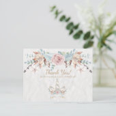 Carte Postale Boho Rustique Woodland Floral Unicorn Merci (Debout devant)
