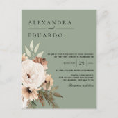Carte Postale Boho Sage Vert Bouquet Floral Mariage (Devant)