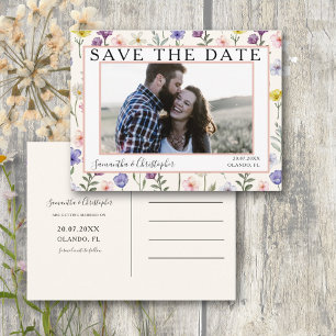 Carte Postale Boho Save the Date Fleur Sauvage & Photo