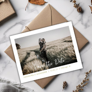 Carte Postale Boho Simple Enregistrer Notre Date Olive Photo Car