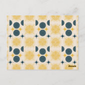 Carte Postale Boho Sun Moon Stars bleu jaune (Dos)