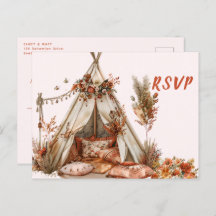 Boho Tent Plumes Mariage RSVP
