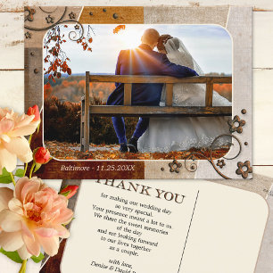 Carte postale Boho Terra Cotta Mariage Photo Merci