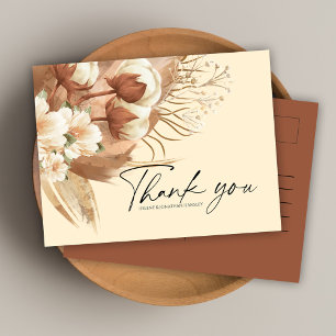 Carte Postale Boho Terracotta Mariage Floral Merci