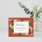 Carte Postale Boho Terracotta rouille Mariage Floral Merci (Debout devant)