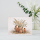 Carte Postale Boho Terracotta Vase Pampas Grass Floral  (Debout devant)