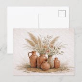 Carte Postale Boho Terracotta Vase Pampas Grass Floral  (Devant / Derrière)
