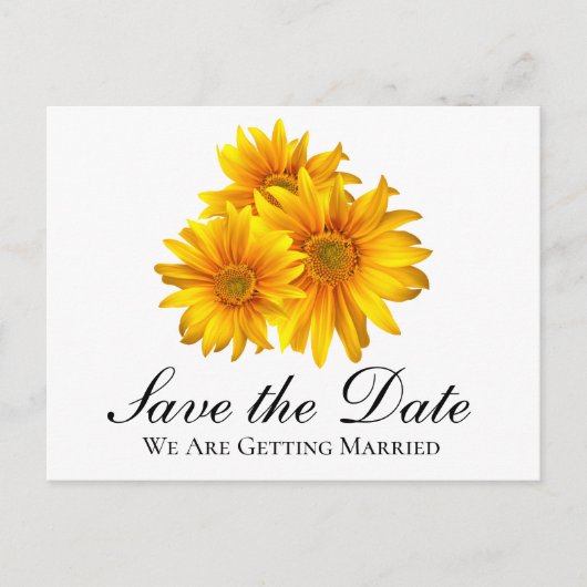 Carte Postale Boho Tournesol Fleurs de Mariage Save The Date (Devant)