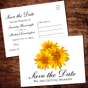 Carte Postale Boho Tournesol Fleurs de Mariage Save The Date