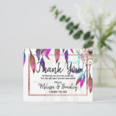 Carte Postale Boho Watercolor Dreamcatcher Rose Merci or (Debout devant)