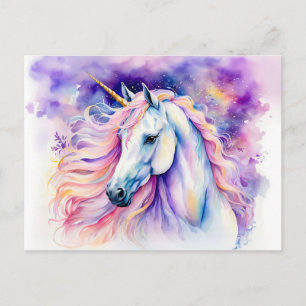 Carte Postale Boho Watercolor Elegant Unicorn