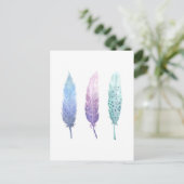Carte Postale Boho Watercolor Feather Trio (Debout devant)