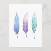 Carte Postale Boho Watercolor Feather Trio (Devant)