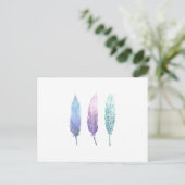 Carte Postale Boho Watercolor Feather Trio (Debout devant)