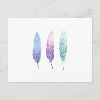Carte Postale Boho Watercolor Feather Trio