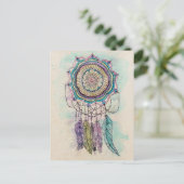 Carte Postale Boho Watercolor Mandala Dreamcatcher (Debout devant)