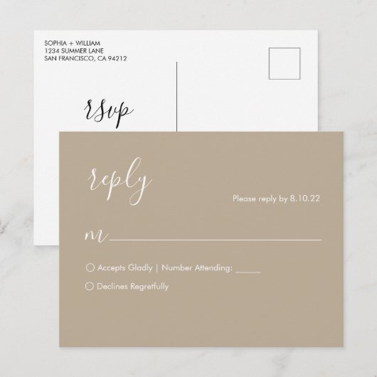 Carte postale Boho Wedding RSVP (Devant / Derrière)