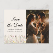Carte Postale Boho Wildflower Beige Photo Garden Wedding (Devant)