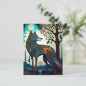 Carte postale Boho Wolf Surreal Wildlife Art (Debout devant)