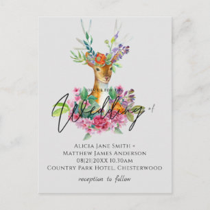 Carte Postale Boho Woodland Deer Floral Budget de mariage invite
