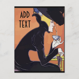Carte Postale Boire du café, ajouter du texte à modifier, 