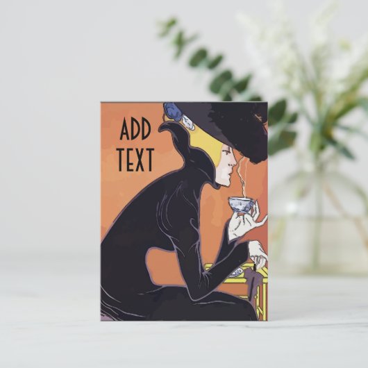 Carte Postale Boire du café, ajouter du texte à modifier,  (Debout devant)