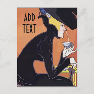 Carte Postale Boire du café, ajouter du texte de modification,