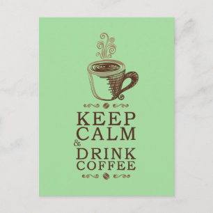 Carte Postale Boire du café au calme - Vert