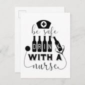 Carte Postale Boire En Toute Sécurité Avec Une Infirmière (Devant / Derrière)