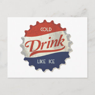 Carte Postale Boire Ice Cold Cola Casquette bouteille