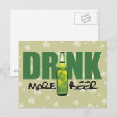 Carte Postale Boire plus de bière verte irlandaise (Devant / Derrière)