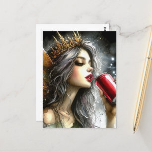 Carte Postale Boire une soda de fée