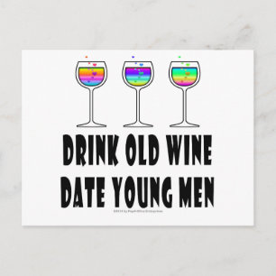 CARTE POSTALE BOIRE VIN VIEUX - DATE JEUNES HOMMES