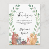 Carte Postale Bois Animaux Couples Baby shower Merci (Devant)