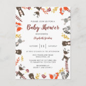 Carte Postale Bois Baby shower mignon Animaux forestiers Neutres (Devant)