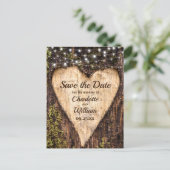 Carte Postale Bois Barque Coeur Rustique Mariage Enregistrer La  (Debout devant)